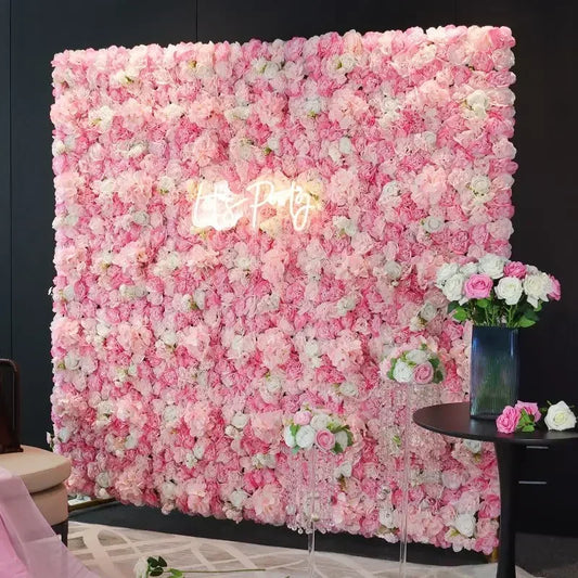 12PCS Novelle Co. artificial rose wall panel for 3D flower backdrop, ideal for weddings and outdoor decorations.